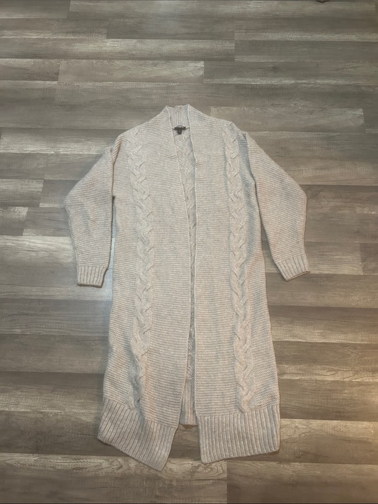 Express Sweaters - Express Women’s Cardigan Long Length Open Front Cable Knit Taupe Size Small